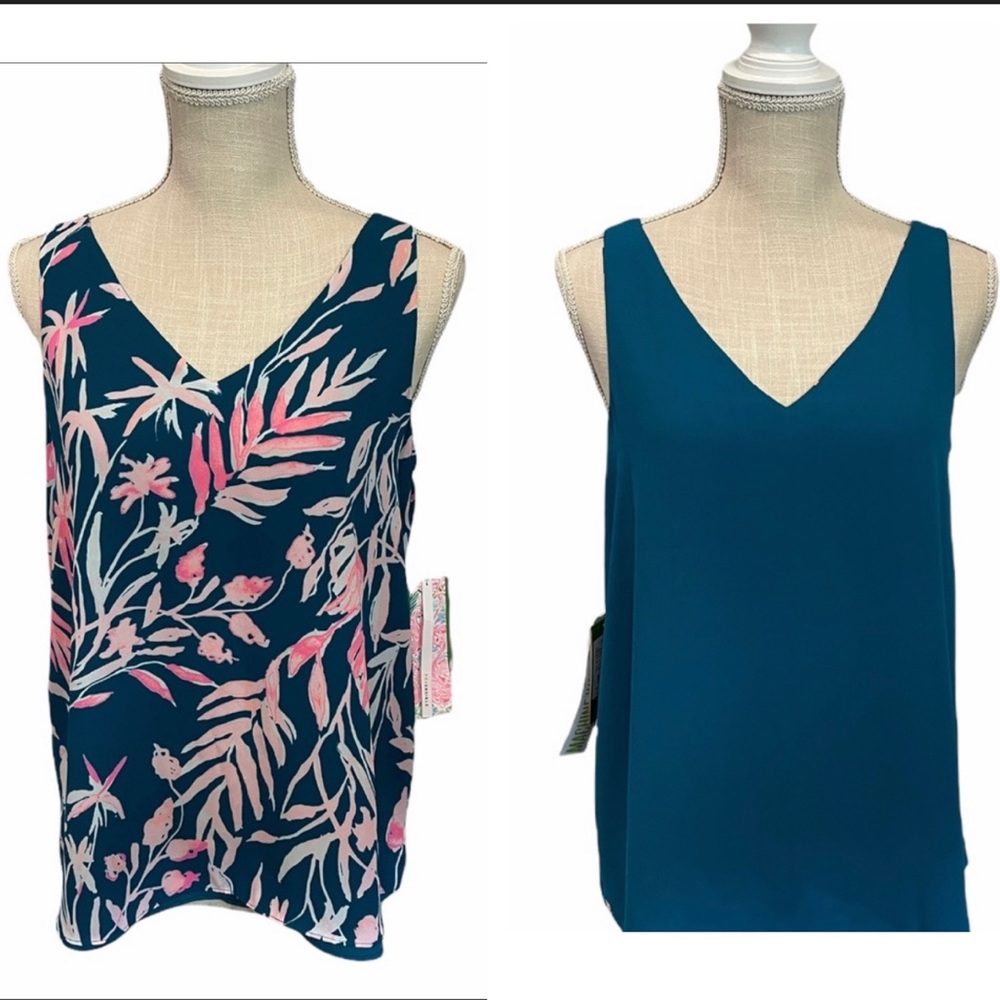 NWT Reversible Lilly Pulitzer Tidal Wave Prime Florin Top Spring Summer Beach